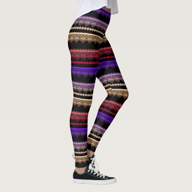 Legging Lace multicolorido em preto (Direita)