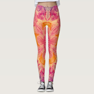 Legging Lace Ornament Mandala: Round Watercolor Design