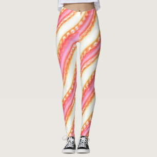 Legging Laceliê em listras largas em rosa-seda para bege