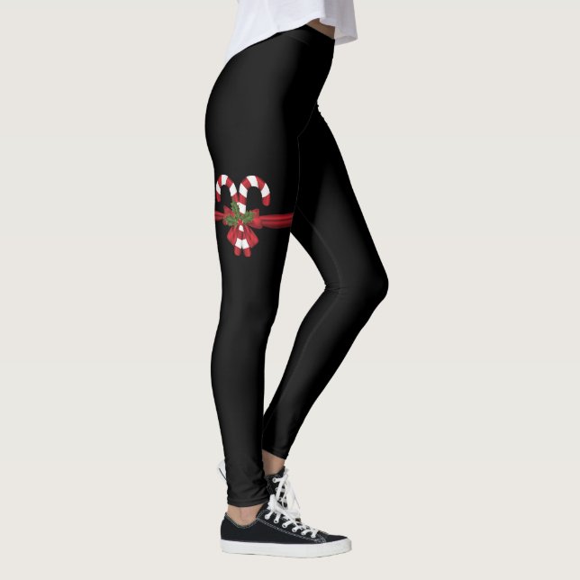 Legging Laço de Natal de Cana-de-Açúcar em Preto (Direita)