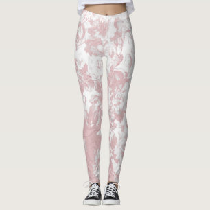 Legging Laço floral branco coral cor-de-rosa na moda