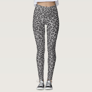 Legging Laço líquido preto com teste padrão do leopardo