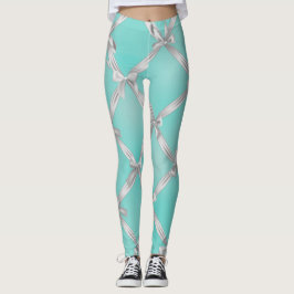 Legging Laços Brancos Azul Ovo de Robin Turquesa