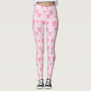 Legging Laços Rosa e Corações Fofo Coque
