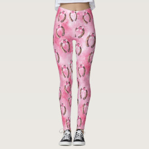 Legging Laços Rosa Menina Ferraduras de Cavalo