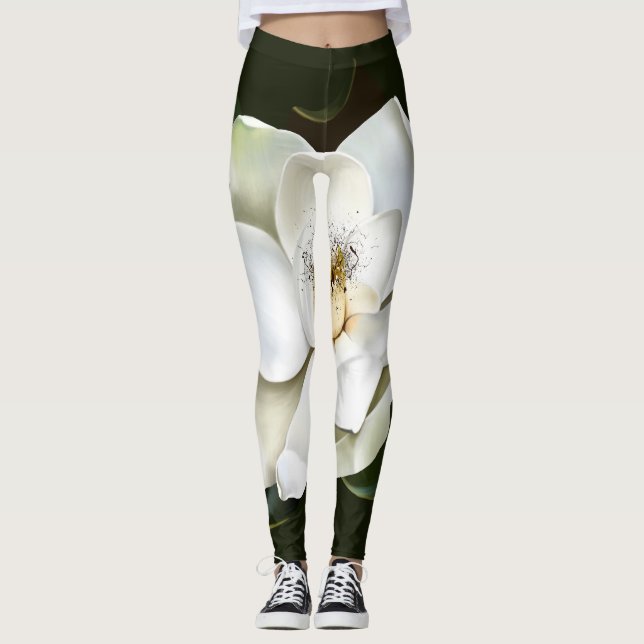 Legging Lado a fundo verde da Magnolia Branca (Frente)