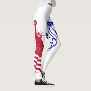 Legging Lady Liberty American Flag Vermelho Azul