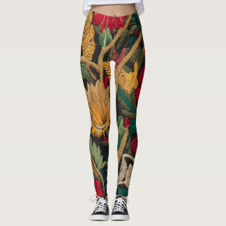 LEGGING "LAGENS DE PADRÕES DE EMBROIDERADOS FLORAIS EXQUIS