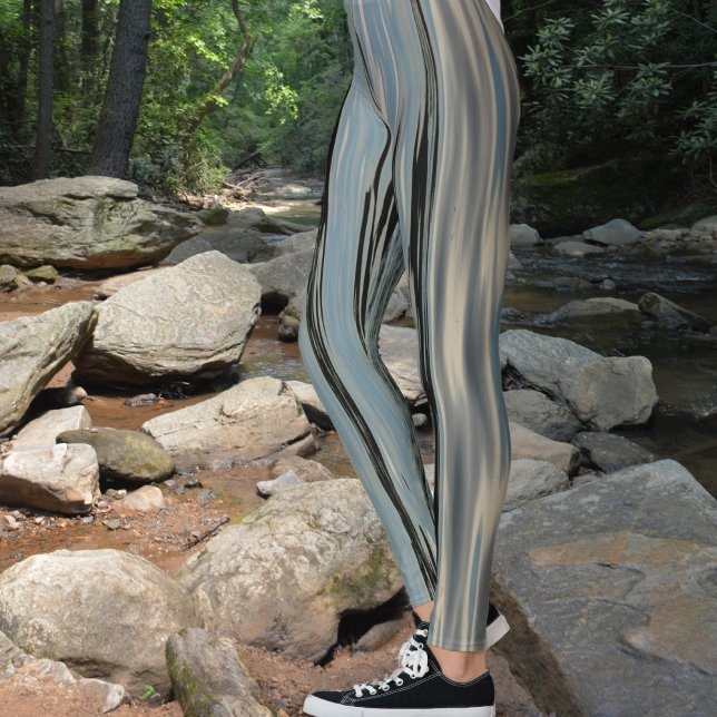 Legging Lago Água Vertical Stripes Azul bege (Criador carregado)