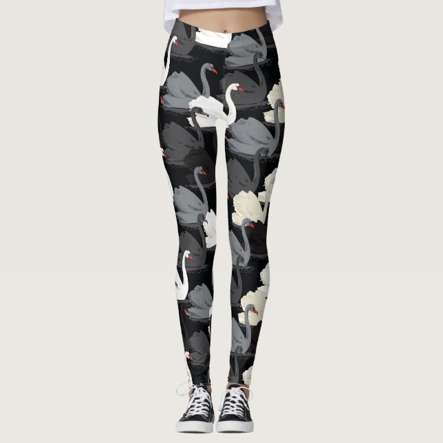 Legging Lago de Swan Vintage: Padrão Monotone. (Frente)