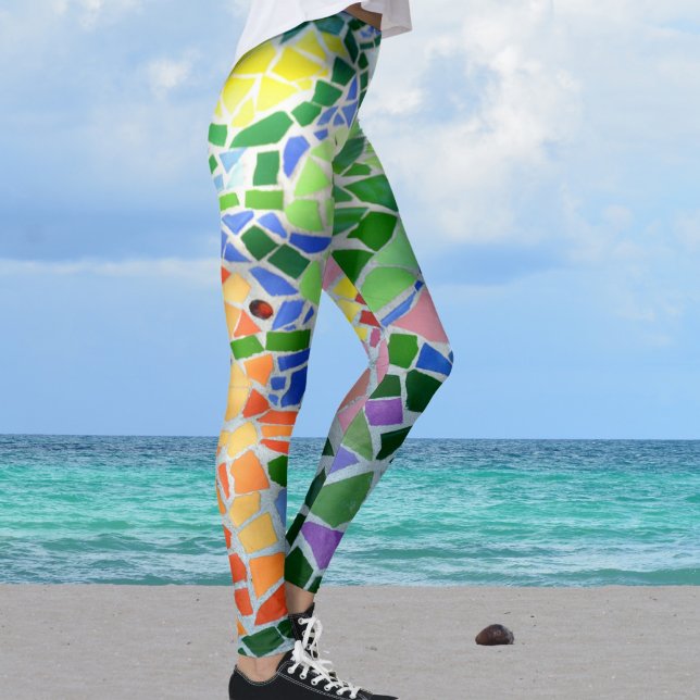 Legging Lagoa de Koi Mosaico Colorido (Criador carregado)