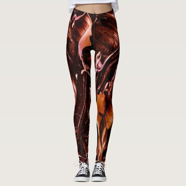 Legging Lâmina de cobre moldada, laranja escuro e Abstrato (Frente)