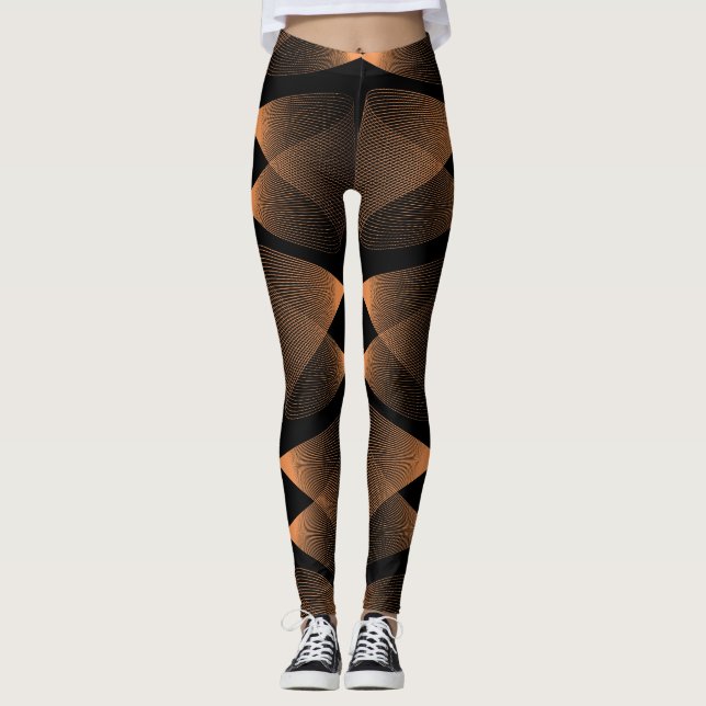 Legging Lâminas de cobre, azulejo linear abstrato (Frente)
