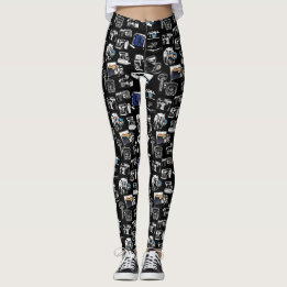 Legging Lâmpada de Flash de Câmera Vintage Capturada Preta