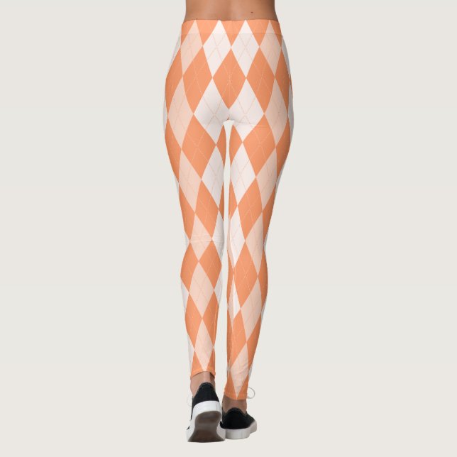 Legging Laranja Argyle Pastel Tangerina Pequena Forma de D (Verso)