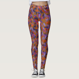 Legging Laranja Berries Roxo Deixa Simples Padrão Floral