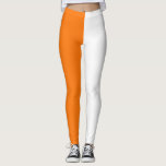 Legging Laranja Branco Dois Tom Dividido Metade Design<br><div class="desc">Laranja e Branco Duas cores de tom dividem metade dos lados das pernas de design. #colorsplit #leggins #colorsplitleggins #twotoneleggins</div>