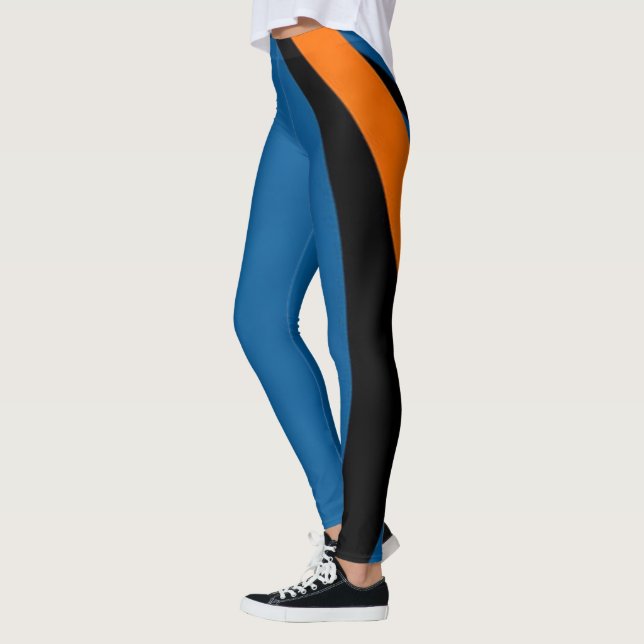 Legging Laranja Brilho, Azul e Pernas Negras Mulheres (Esquerda)