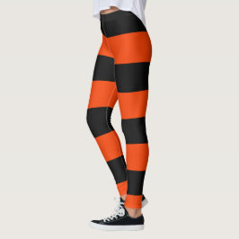 Legging Laranja Clássico e Listras Pretas