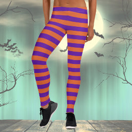 Legging Laranja e listrado roxo