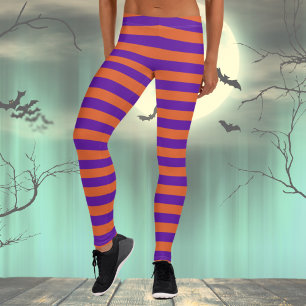 Legging Laranja e listrado roxo