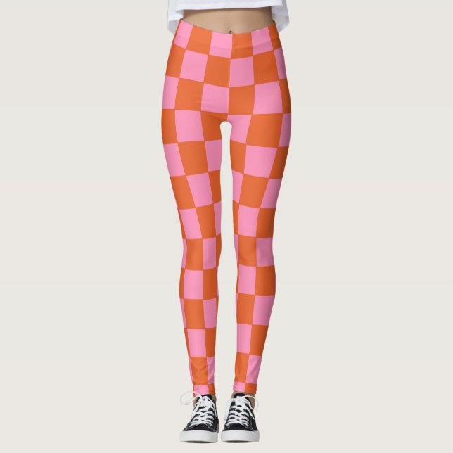 Legging Laranja e Rosa Verificados (Frente)
