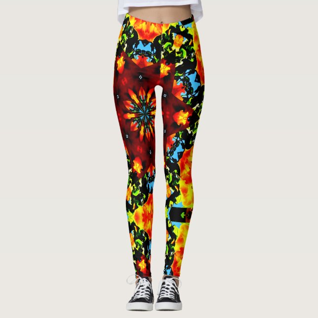 Legging Laranja Floral (Frente)