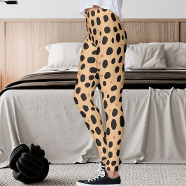 Legging Laranja Pastel Cinza Escuro Pontos Estampa Safari