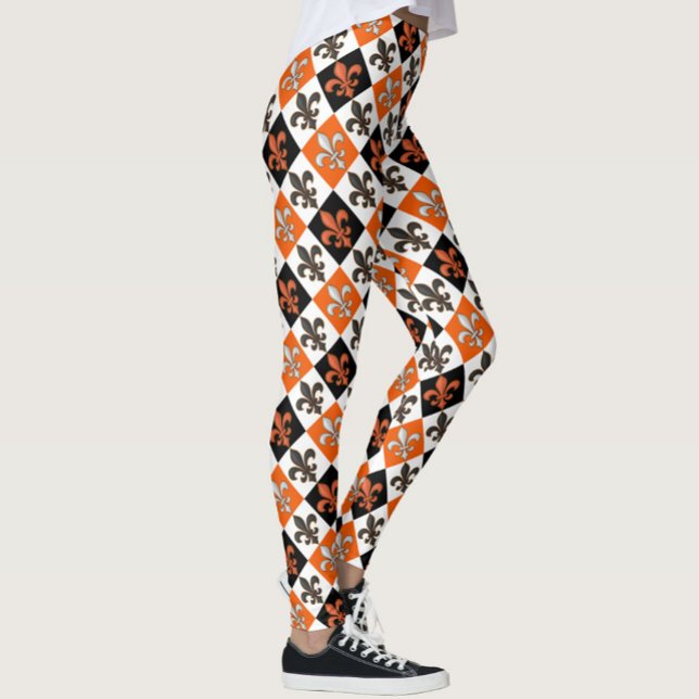 Legging Laranja Preto-Branco-Verificado Design (Criador carregado)