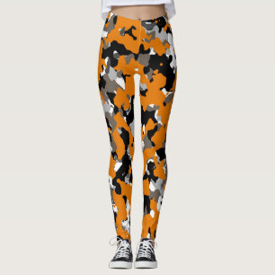 Legging Laranja Preto Cinza Bege Camuflagem Estampa Camo
