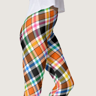 Legging Laranja Preto Xadrez de Flanela Multicolorida Tart