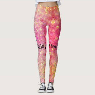 Legging Laranja rosa amarelo brilho adicionar nome brilho