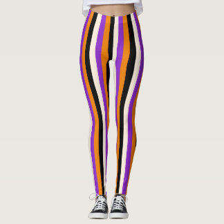 Legging Laranja Roxo Preto Listra de Halloween