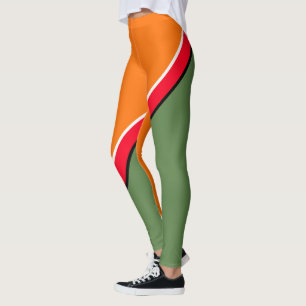 Legging Laranja, Verde e Vermelho