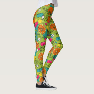 Legging Laranjas, Frutas e cápsulas Pernas de saúde