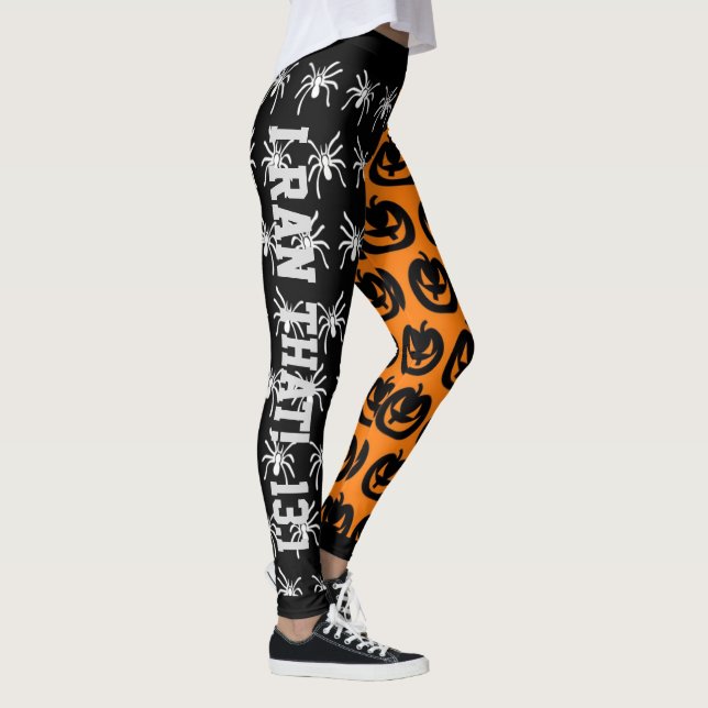 Legging Laranjas Legais e Aranhas e Abóboras Pretas (Direita)