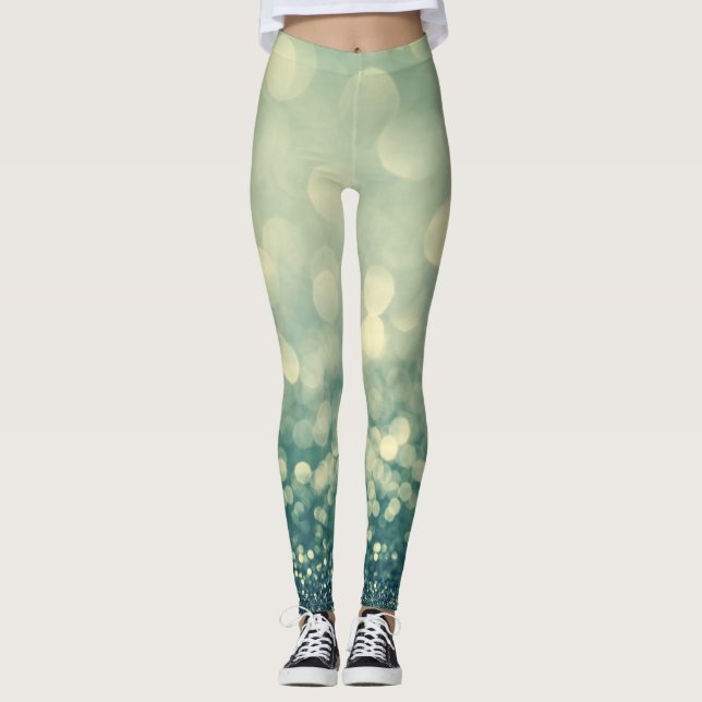 Legging Largura Azul: Abstrato de Natal (Frente)
