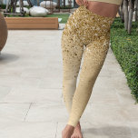 Legging Largura Dourada de metal escovado<br><div class="desc">Um design de legendas em chic com brilho bonito de ouro brilhante em fundo metálico escovado de ouro.</div>