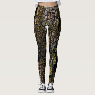 Legging latido de madeira Legal de mico marrom com líquen