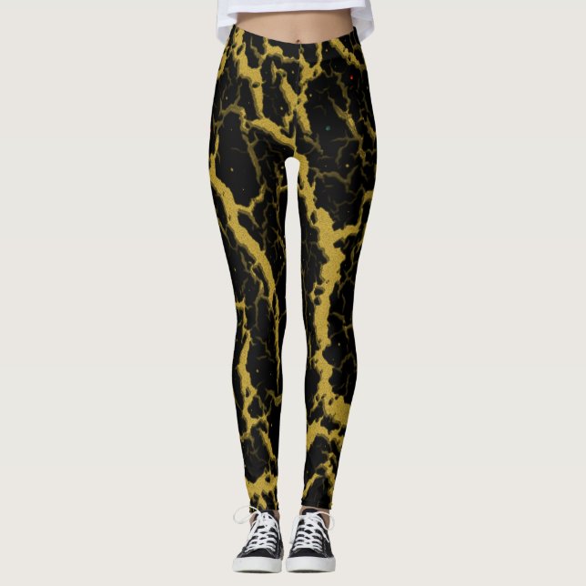 Legging Lava de espaço rachada - Dourado (Frente)