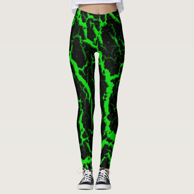 Legging Lava de espaço rachada - Verde (Frente)