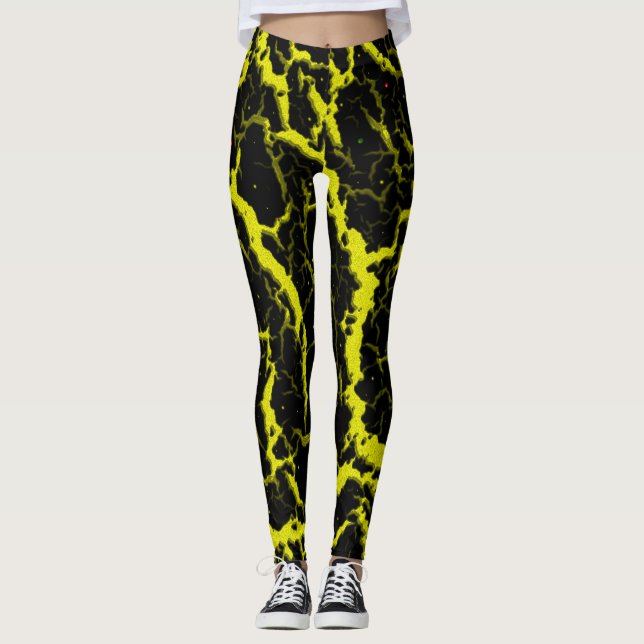 Legging Lava do Espaço Cracking - Amarelo (Frente)