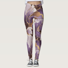 Legging lavanda e dourado abstratos