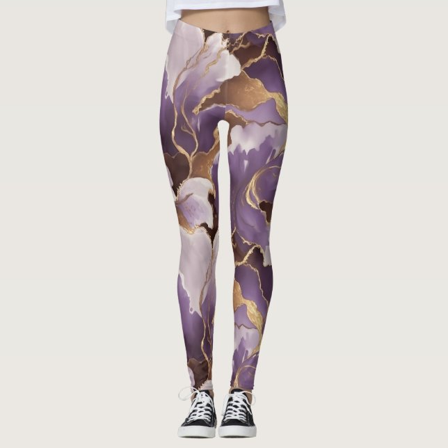 Legging lavanda e dourado abstratos (Frente)