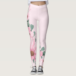 Legging Lavanda Lâmpadas Florais Cor-de-rosa
