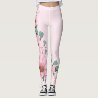 Legging Lavanda Lâmpadas Florais Cor-de-rosa