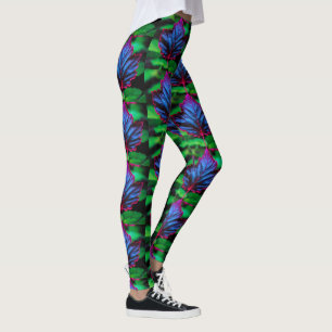 Legging Leafy Neon Blue em Verde vívido
