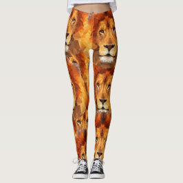 Legging Leão Castanho Impressão 2 por todo o Impressão