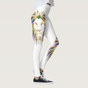 Legging Leão colorido Leo em algumas caneleiras da cor