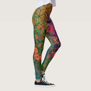 Legging Leão de Vida Selvagem Tropical Safari Verde Vinta